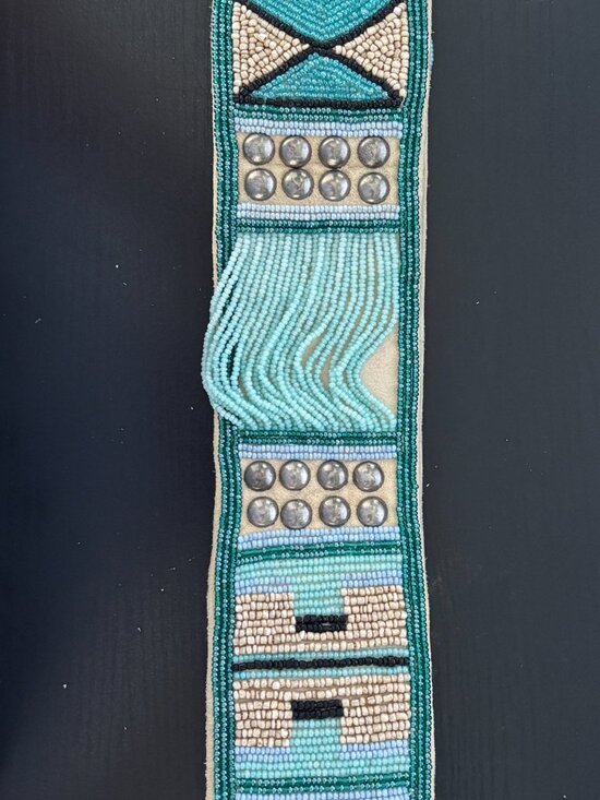 Double D Ranch Beaded Suede Belt Size 36